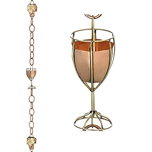 Good Directions 482P-8 Wine and Glasses Rain Chain, 8-1/2', Polished Copper