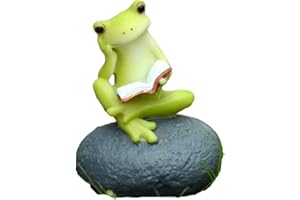 Gemmia Figurine Miniature de Grenouille Amateur de Livres – Grenouille pensante sur Le Rocher