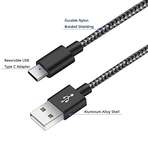 USB Type C Ladekabel, TUOYA Nylon Kabel USB C auf USB 3.0 Datenkabel für Samsung Galaxy S8 / S8 Plus, LG G5, OnePlus 3, HTC 10, Huawei P9/ P9 Plus (2 pack-3m) - 2
