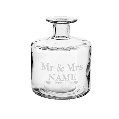 Leonardo moderne Flaschenvase im Mr. & Mrs. Design mit Gravur des Namens u. Jahr