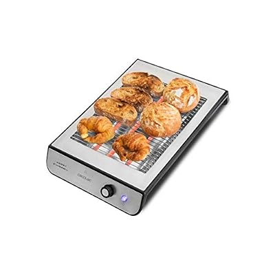 Cecotec Grille-pain Plat Horizontal Turbo EasyToast Basic. 3 Résistances en Quartz, 6 Niveaux de Puissance, Plateau Ramasse-miettes, Espace Range-câbles, Finitions en Acier Inoxydable, 900 W.