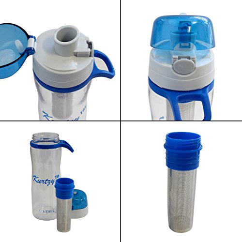 KurtzyTM 700ml Infuser Trinkflasche Kunststoff Brüheinheit BPA-frei Hydration Sport Wasser trinken Plastik Flasche für Wandern, Radfahren, Spazierengehen - 3