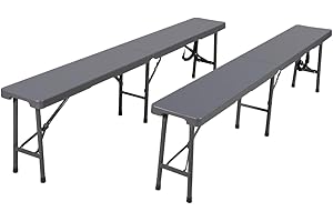 ‎HATTORO HATTORO 2er Set Campingbank Bierzeltbank Bierbank klappbar Campingmöbel Kunststoff 180 cm Grau