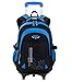 Produktbild Trolley Rucksack,Fanspack Schultrolley Schulrucksack Trolley Kinder Schulranzen Trolley mit 2 Rädern Kinderkoffer Trolley Tasche Schultasche Trolley für Mädchen Jungen (Schwarz mit blau)