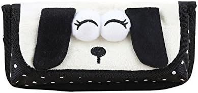 fablcrew Student Cute Stuffed Toy Dog Pencil Case Zipper Closure Cosmetic Storage Bag Pouch 21*6*9cm black