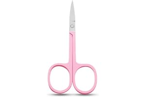YSJJZRL Lot de 2 ciseaux de toilettage professionnels - Ciseaux à sourcils - Petits ciseaux incurvés en acier inoxydable pour manucure et beauté (rose)