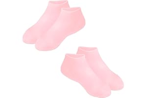 Gkhlg 2 Pairs Silicone Moisturizing Socks SEBS Material Silicone Socks Washable Reusable Anti Slip Gel Spa Socks for Beach Dry Cracked Feet Women Repairing Dry Feet Cracked Heel (Pink+Pink)