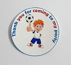Belleza Crafting with Creativity Boy Playing Football Design001 Print Waterproof Thank You Party 30 Pieces Stickers, Kids Birthday, Gift Wrapping, Party Favours, School, Art Craft, Card (Pack of 1)