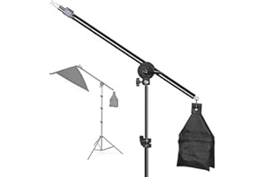 VTS Photo Studio 33" Tall Lighting Reflector Arm Stand Reflector Stand Holder Boom Arm, Sandbags Saddlebag, Grip Swivel Head Clamp Holder Bracket Adapter Connects Boom Arm to Stand