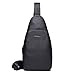 Produktbild Klein Echt Leder Sling Bag Herren Schwarz Rindleder Schulter Tasche Rucksack Männer Schultertasche Brusttasche Wasserresistent Umhängetasche für Wandern Arbeiten Geschäft Radfahren Reise Freizeit