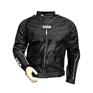 Ulka Gear Polyester Men's Summer Motorcycle Riding Jacket With in & Out Jacket Convertable To Backpack - Ulka Gear Hakkit V2 (Black, Large)