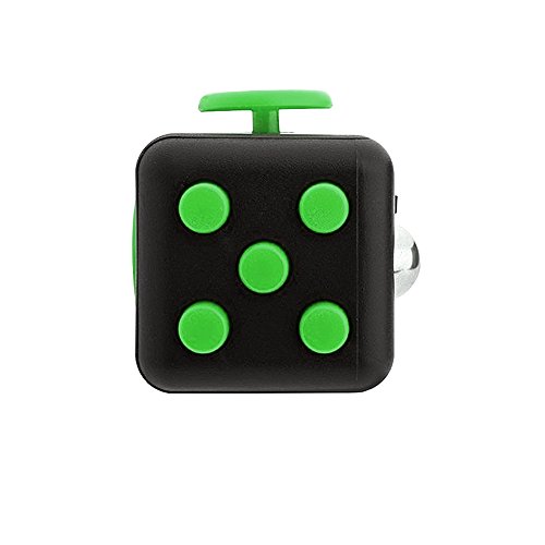 Fidget Release Cube Toy Anxiety Stress Relief Stocking Stuffer for Children and Adults (Black and Green)