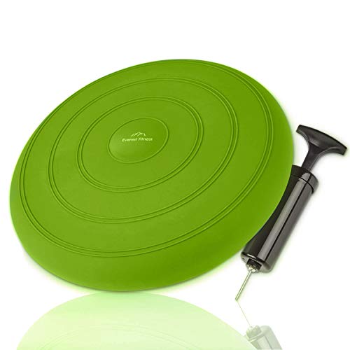 EVEREST FITNESS Coussin Gonflable Gonflable avec Pompe à air Vert Ø 33 cm