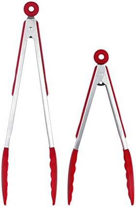 Kitchen Cooking Tongs HoShip Salad Tongs Set of (9 inch +12 inch) Food Tongs Barbecue Tongs Grill Salad Ice Tongs,Heat Resistant Food Grade (Red)