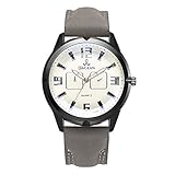serliy Mode Männer Quarzuhr Hochwertige Lederuhr Blu Ray Glas Armbanduhr (A)