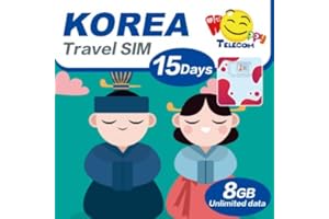HAPPY TELECOM Données de test gratuites 200 Mo 1 jour au Royaume-Uni | Carte SIM Happy South Korea 15 jours illimités | Données coréennes 8 Go de données 4G LTE haut débit puis 128 kbps | Aucune inscription requise