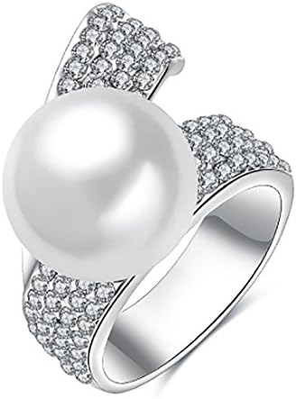 Sattaj Geometric Inlay Zircon Bead Ring For Women Sliver Pearl Jewelry Unique Design White Bead Ring Hot Sale (9)