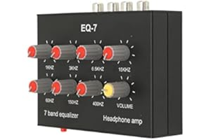 Tonysa 7 Band Sound Equalizer, Ausgang Eingang, 12dB hohe Bassanpassung, Zweikanal Digital Equalizer, 3,5 mm Schnittstelle, für Aufnahmen, Streaming, Podcasting