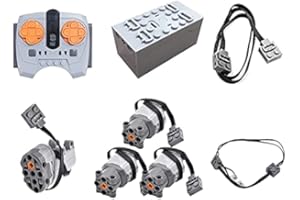 WWEI Technic Power Functions - Kit de iluminación para motores y mandos a distancia (8 unidades, batería para coches, compatible con Lego Technic)