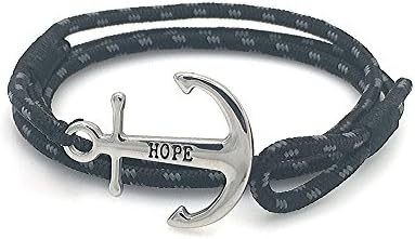 Steel Anchor Hope Love Man Women Shackles Blue Nautical Sailor Rope Cord Braided Wrap Bracelet Wristband