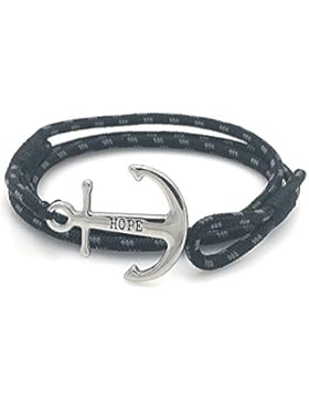 Anker Armband Herren Damen Rostfrei Edelstahl Hoffnung Liebe Schäkel blau Seemann Seilschnur Geflochten Wickeln