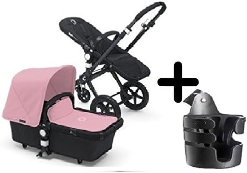 Bugaboo Cameleon 3 Stroller 2015, Black Frame and Black Base With New Extendable Sun Canopy (Soft Pink) + Bugaboo Cup Holder by Bugaboo