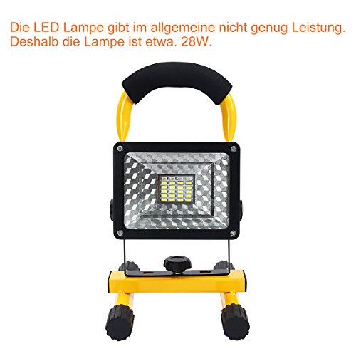 Latinaric 30W LED Akku Flutlicht Scheinwerfer 360°Drehbar Sicherheit Baustrahler Strahler IP65 für Camping Outdoor mit 3 Leucht Mode - 2
