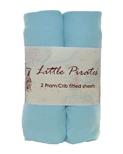 2 x Baby Pram/Crib/ Moses Basket Jersey Fitted Sheet 100% Cotton Blue 40x90cm