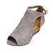 Produktbild Sandalen Damen LHWY Frauen Vintage Retro Schuhe Plattform Keil Espadrille Knöchelriemen Peep Toe Schnalle High Heel Party Freizeitschuhe (41, Grau)