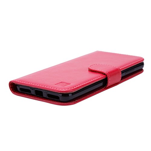 32nd   Funda Flip Carcasa de Piel Tipo Billetera para Xiaomi Redmi Note 4 con Tapa y Cierre Magn  tico y Tarjetero - Rojo