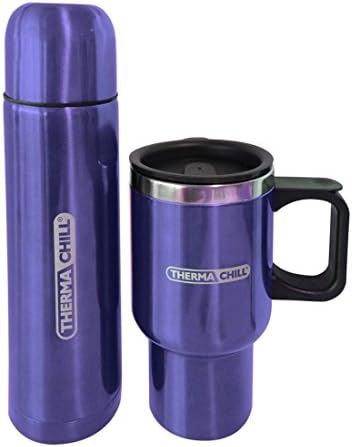 Flask &amp; Mug Travel Set (Blue) Free Shipping &amp; Thermal Hat