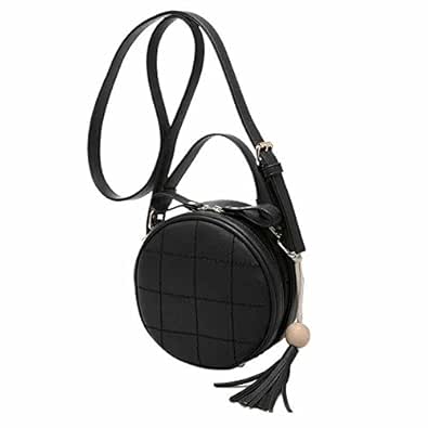 black round leather bag