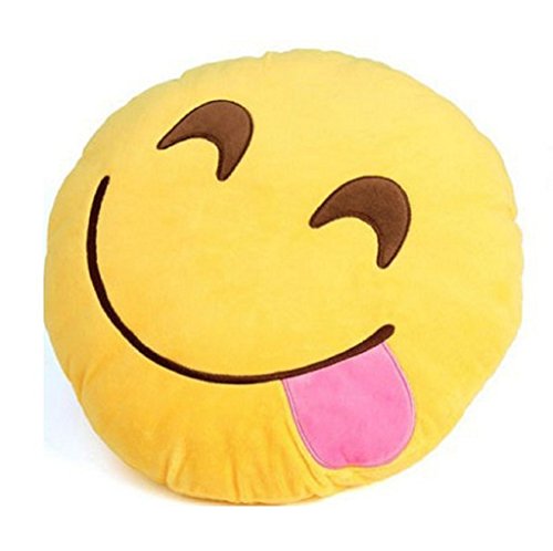 Emoji Smiley Emoticon Kissen Polster Dekokissen Stuhlkissen Sitzkissen Rund ( Hunger – Möchten ein lecker Essen ) - 2