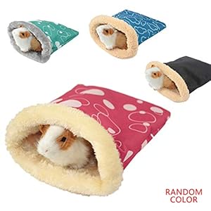 Qiao Nai Saco de Dormir de Hámster Felpa Caliente para Cerdo, Gato Cobaya Erizo Mascotas Pequeñas Accesorios de Cama Invierno (Color al Azar) (S)