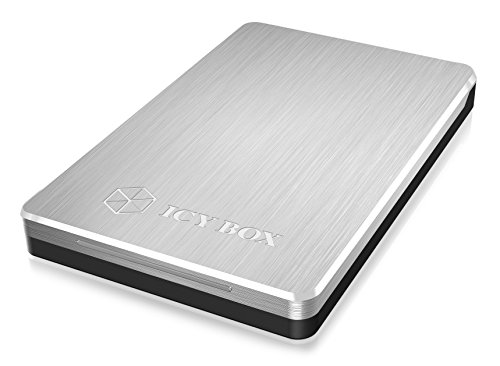 Icy Box IB-234-U31a Externes Gehäuse für 2,5 Zoll (6,35 cm) SATA HDD/SSD, USB 3.1 (Gen 2 & Type-A) Anschluss, SATA III, Aluminium, silber/schwarz