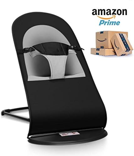 Baby Bouncer Chair Newborn Infant Rocking Balance Soft (Black Grey)