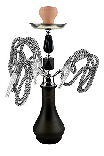 BAYLI - Shisha, Hookah, Orientalische Wasserpfeife mit 3 Schläuchen inklusive Zange, Tonkopf Shisha Höhe- ca. 47cm Nargile Hookah mit Tonkopf und Zange + Alufolie + 10 x Mundstück FN-4