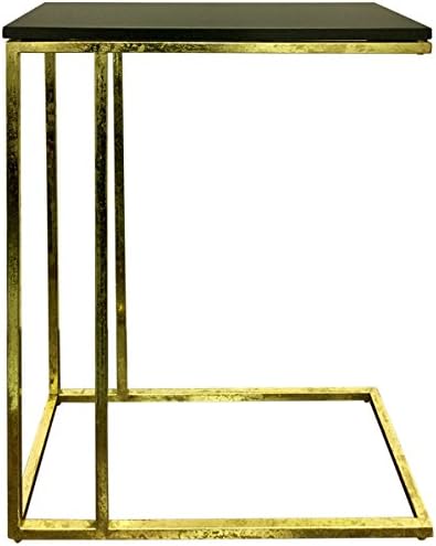 Designe Gallerie End Marble Top, Square Accent Design, Living Room, Side, Tray, C Table-Gold Leafing, Metal