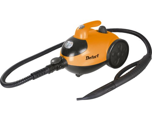 Defort Dampfreiniger mit 1500 W und 4,5 bar Druck, Griff, Einfülltrichter, Messbecher, Tuch für die Dreieckbürste, Punktstrahldüse, DSC-1400-VC