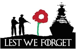 premiumstickers Lest We Forget Navy Symbol, Remembrance Day Sticker, Poppy Flower Decal, Car, Window, Fridge, Laptop Sticker (Large - 20x12cm)