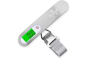 AzKel Pèse Bagage Valise Electronique Balance Portable Max 50Kg/110Lb(LB,g,Oz,kg) Fonction Tare Verrouillage Poids Pile Fournie pour Voyage/Poste/Shopping