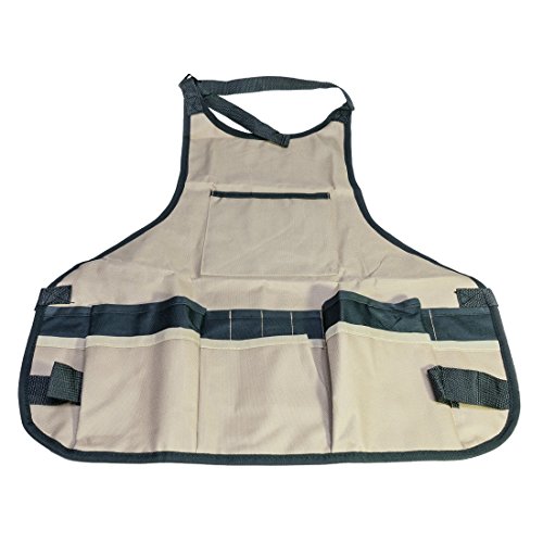 Künstlerschürze aus Nylon - khaki - mit vielen Taschen - Länge: 62 cm