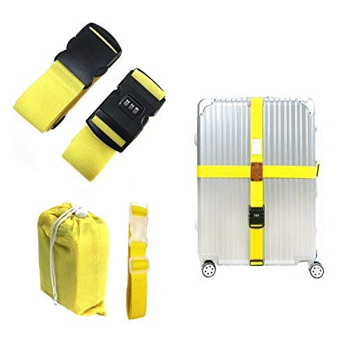 CHMETE 2 piezas Long Straight Cross Correas de equipaje Número de bloqueo para 20 "-32" maleta