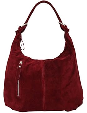 AMBRA Moda Damen Wildleder Handtasche Schultertasche Beutel Hobo Bag Veloursleder Suede WL808