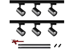 BRAVSEKAI focos led interior techo kit completo de iluminación de riel 6 luces ,Track Lighting plafon foco techo lampara industrial techo de ángulo ajustable,20 W 3000K cálido,de riel adicionales de 6.5 pies