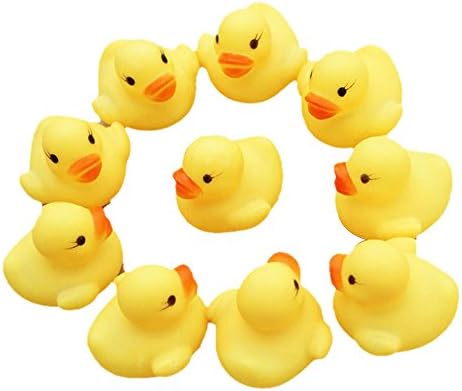 Malloom 12 PCS Toys Mini Yellow Ducks Squeaky Rubber Cute Bath Toy Beach Toy Baby Shower Birthday Party Gift