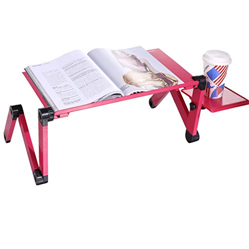 Homdox Einstellbare Laptop-Tisch Betttisch Notebook Lese Tisch aus Aluminium (Rose) - 8