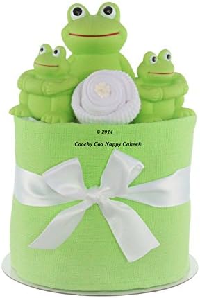 Unisex Mini Nappy Cake new Baby Gift - Bath time Frog Toy FREE Delivery