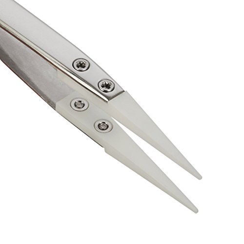 Tenn Well Keramik-Pinzette, Pinzette mit Keramik-Spitze, Nicht-Leitend und Hitze-Resistent bis zu 1500℃ für Elektronik, E-Zigaretten, Schmuckverarbeitung und Laborarbeit - 3