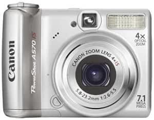 Canon PowerShot A 570 IS Digitalkamera (7 MP, 4-fach opt. Zoom, 6,4cm (2,5 Zoll) Display, Bildstabilisator) silber